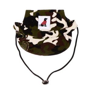 Camoflauge Dog Hat Green/Brown Outdoor Hunting Sun Cap for Dogs w Ear Holes New